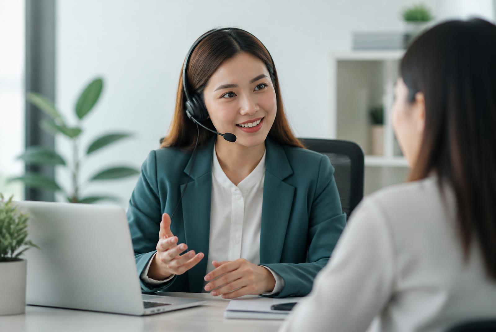 A customer care specialist speaking with a customer